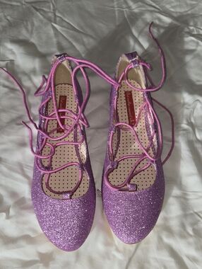 New B.A.I.T Glitter Lace-Up Flats - Purple 11